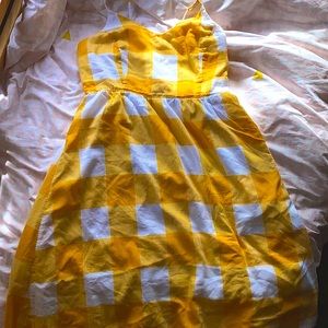 Old Navy Sundress with 2 layer skirt and plaid pattern with thin straps.